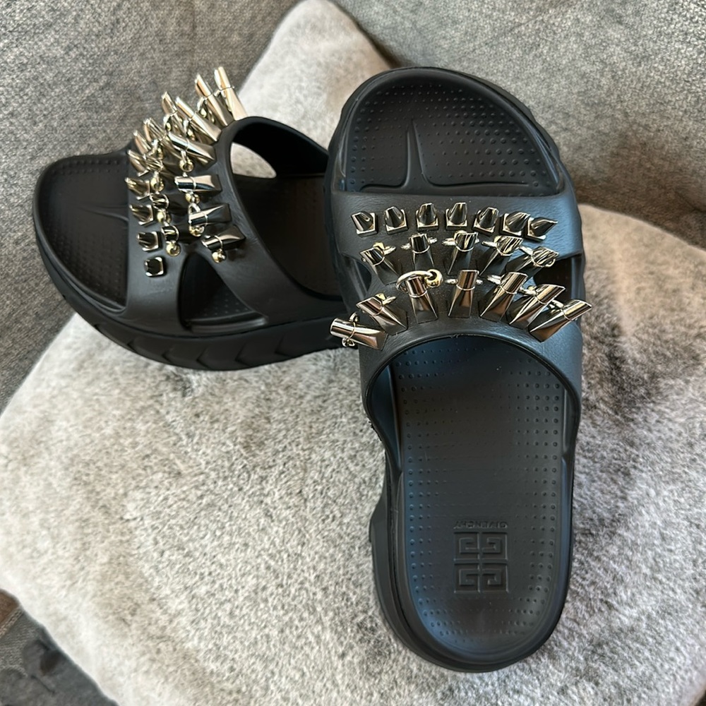 Givenchy Black Studs Marshmallow Slide Sandals